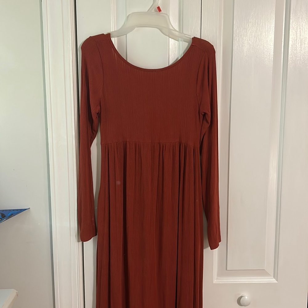 ON Maternity Rust Long Sleeve Dress